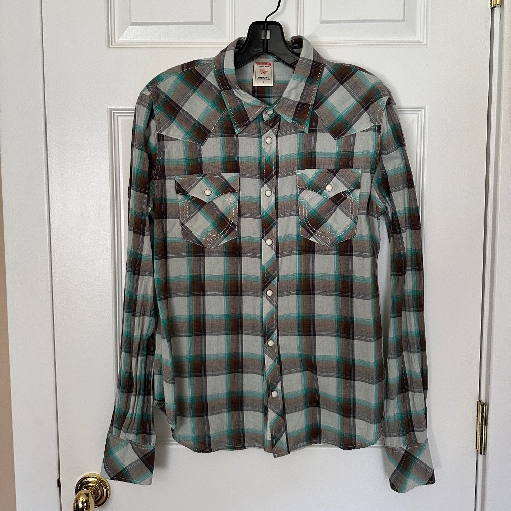True Religion Western plaid shirt Size Large